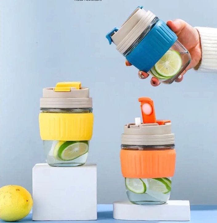 Modern Travel Mug, 350ml Double Drinking Glass, Lovely Glass Straw Cup, Portable Accompanying Coffee Cup, Couple Silicone Anti Scalding Water Cup Modern Travel Mug, 350ml Double Drinking Glass, Lovely Glass Straw Cup, Portable Accompanying Coffee Cup, Couple Silicone Anti Scalding Water Cup